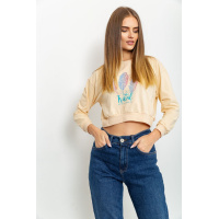 Свитшот женский укороченный, цвет светло-бежевый, 131RA12