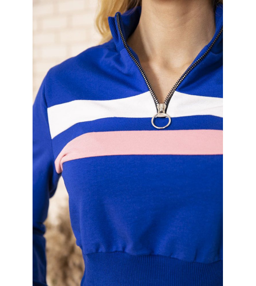 Укороченный женский свитшот, олимпийка на молнии, цвет Синий, 119R494