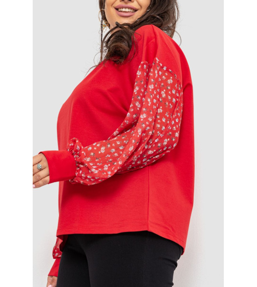 Кофта жіноча ошатна з шифоновими рукавами, колір червоний, 102R317