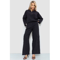 Костюм женский свободнго кроя жатка, цвет черный, 115R0530