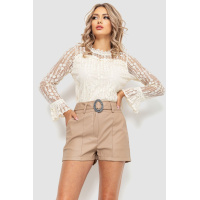 Блуза женская классическая гипюровая, цвет светло-бежевый, 204R156