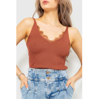 Майка женская в рубчик, цвет коричневый, 204R020-1