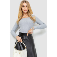 Кофта женская в рубчик, цвет светло-серый, 204R054