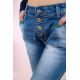 Женские джинсы с потертостями синего цвета 167RS08
