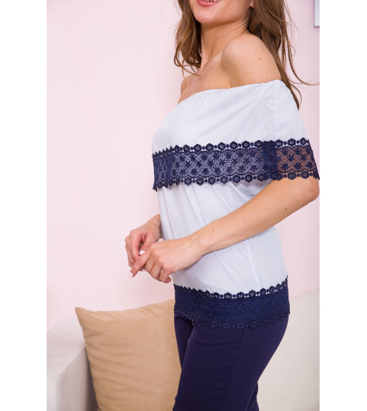 Шифонова блуза з відкритими плечами колір Сіро-блакитний 119R1540-7