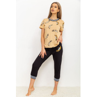 Домашний женский костюм, цвет бежево-черный, 219RF-524