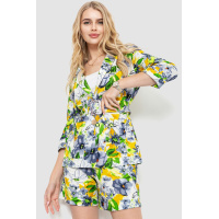 Костюм женский с цветочным принтом, цвет серо-желтый, 115R0451