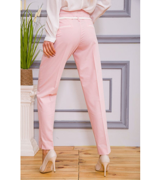 Классические женские брюки розового цвета с поясом 182R245