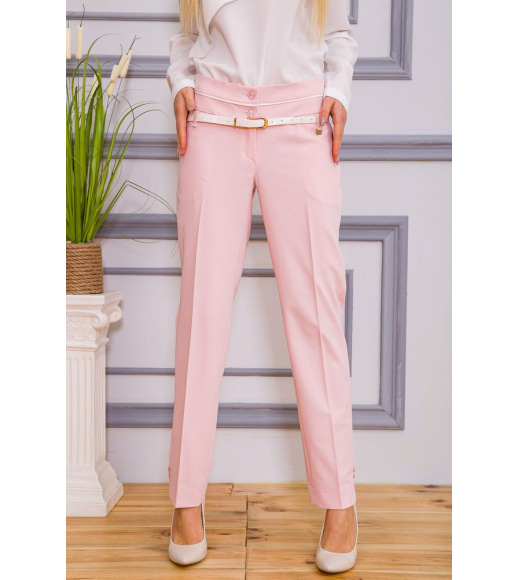 Класичні жіночі штани рожевого кольору з поясом 182R245