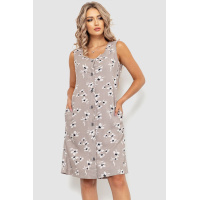 Платье-халат женский с цветочным принтом на пуговицах, цвет мокко, 102R349