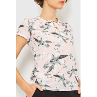 Блуза з квітковим принтом, колір сіро-пудровий, 230R112-2