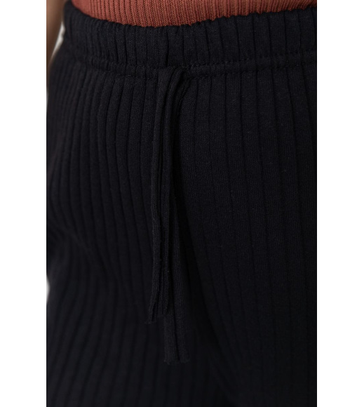 Штани жіночі вільного крою в рубчик, колір чорний, 220R017