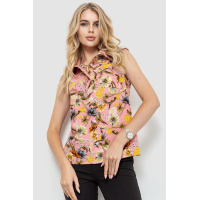 Блуза без рукавов с цветочным принтом, цвет пудровый, 102R068-5