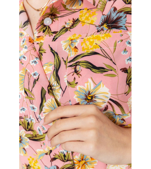 Блуза без рукавов с цветочным принтом, цвет пудровый, 102R068-5