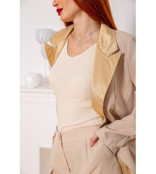 Женский костюм брюки + пиджак, бежевого цвета, 104R1285