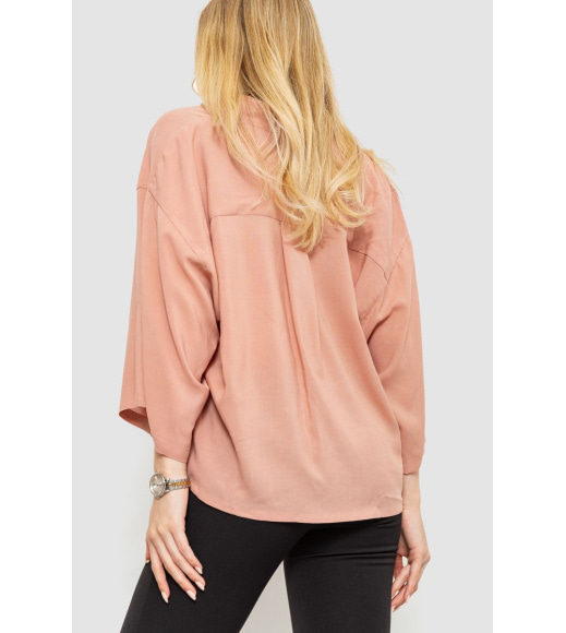 Блуза классическая однтонная, цвет пудровый, 102R332-3