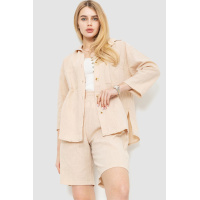 Костюм женский свободного кроя ткань лен, цвет светло-бежевый, 177R024