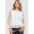 Блуза жіноча гіпюрова класична, колір білий, 204R150
