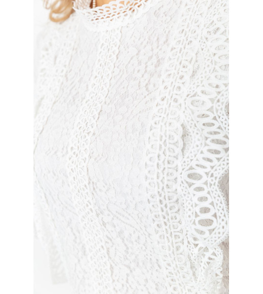 Блуза женская гипюровая классическая, цвет белый, 204R150
