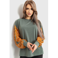 Кофта женская нарядная с шифоновыми рукавами, цвет оливковый, 102R317