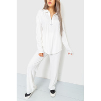 Костюм женский в рубчик повседневный, цвет белый, 131R8366