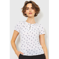 Блуза с принтом, цвет молочный, 230R112-1