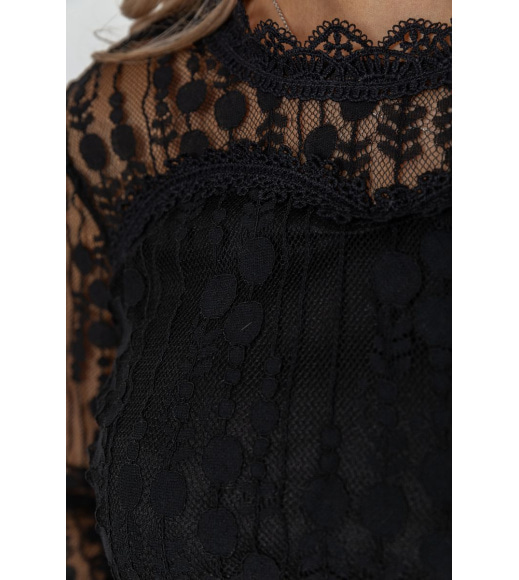 Блуза женская классическая гипюровая, цвет черный, 204R156