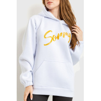 Худи женский на флисе трехнитка Sorry, цвет белый, 102R316