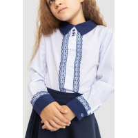 Блуза для девочек нарядная, цвет бело-синий, 172R205-5