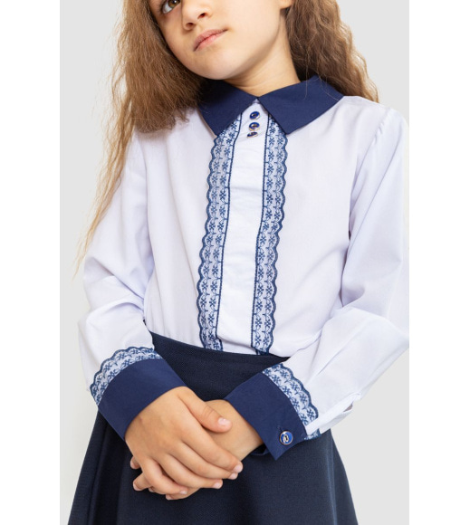 Блузка нарядна для дівчаток, колір біло-синій, 172R205-5