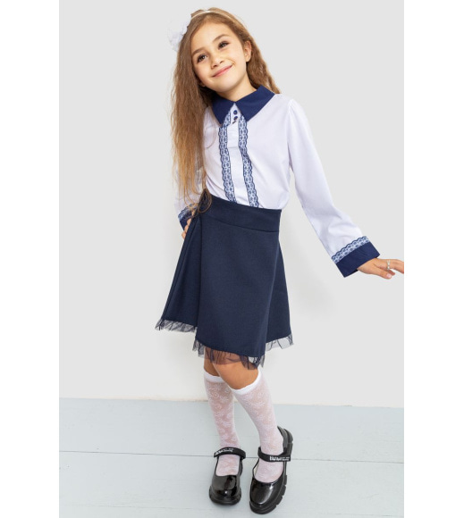 Блуза для девочек нарядная, цвет бело-синий, 172R205-5