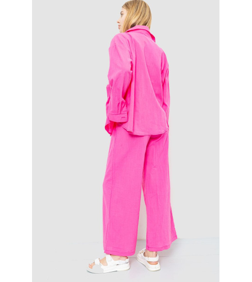Костюм жіночий вільного крою тканина льон, колір рожевий, 177R026