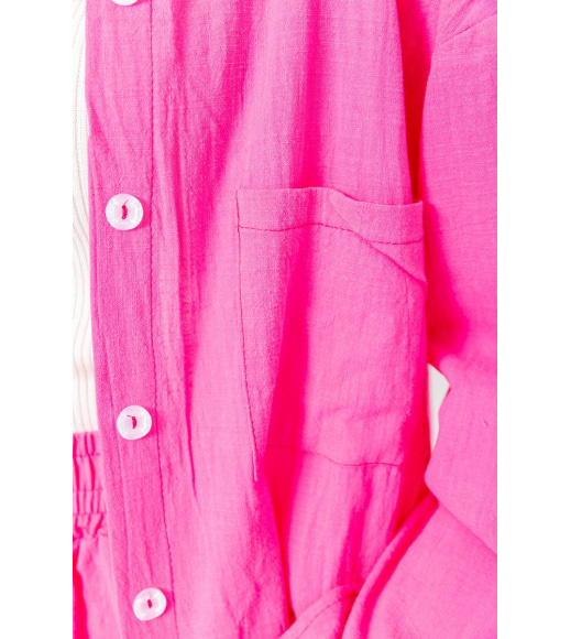 Костюм жіночий вільного крою тканина льон, колір рожевий, 177R026