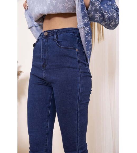Жіночі приталені джинси синього кольору 164R6012
