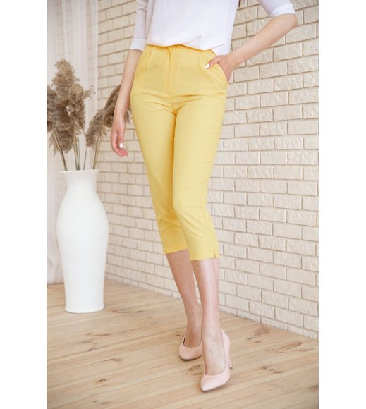 Укороченные женские брюки желтого цвета 167R1586