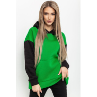 Худи женский на флисе, цвет зелено-черный, 102R312