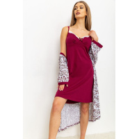 Ночная рубашка с халатом, цвет бордово-серый, 219RX-799