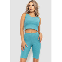 Костюм женский в рубчик повседневный, цвет петроль, 214R700