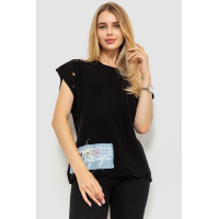 Жилет женский вязаный, цвет черно-голубой, 117R1483