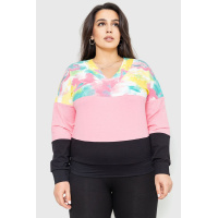 Свитшот женский трехцветный, цвет мятно-розовый, 102R5138