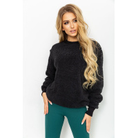 Свитшот женский меховой Тедди, цвет черный, 102R5204