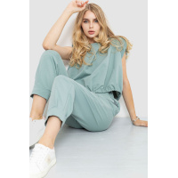 Костюм женский однотонный, цвет оливковый, 115R0446-1