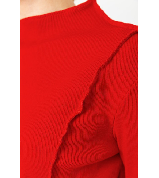 Жіночий лонгслів в рубчик, колір червоний, 102R325