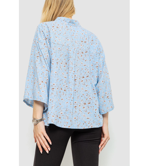 Блуза класична з принтом, колір блакитний, 102R332-2