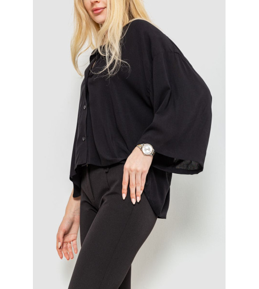 Блуза классическая однтонная, цвет черный, 102R332-3