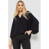 Блуза классическая однтонная, цвет черный, 102R332-3