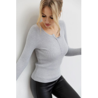 Кофта жеснкая базовая в рубчик, цвет светло-серый, 204R002