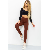 Лосины в рубчик на флисе, цвет коричневый, 205R706