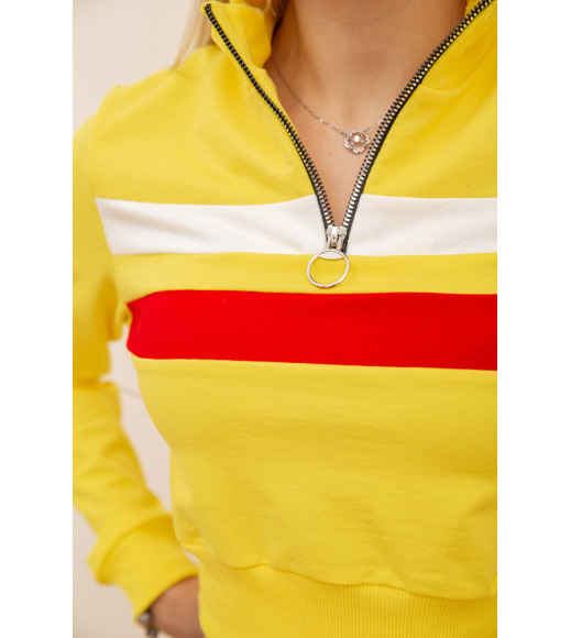 Укороченный женский свитшот, олимпийка на молнии, цвет Желтый, 119R494