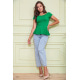 Летняя блуза с рюшей зеленого цвета 167R224